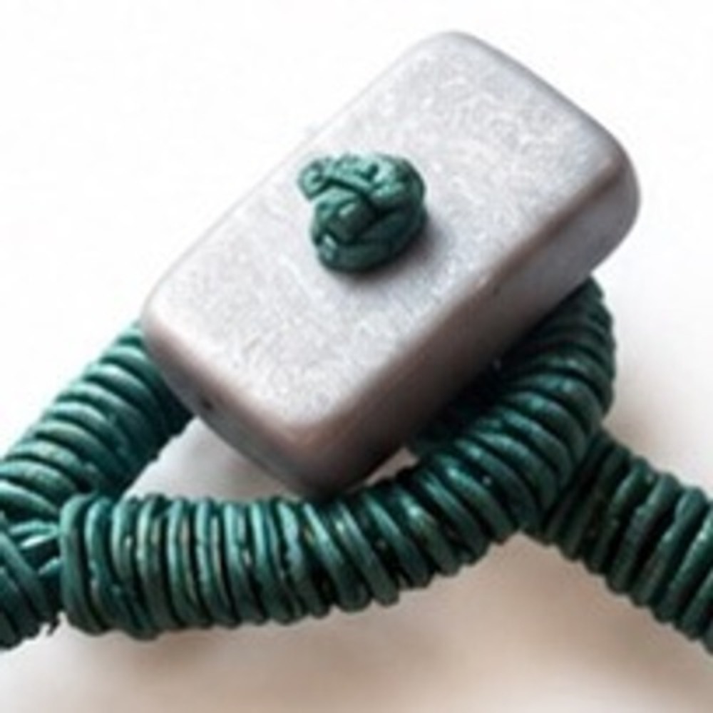 Handcrafted Multi-Strand Matte Grey Square Bead Statement Necklace Teal Cord - Picture 8 of 9